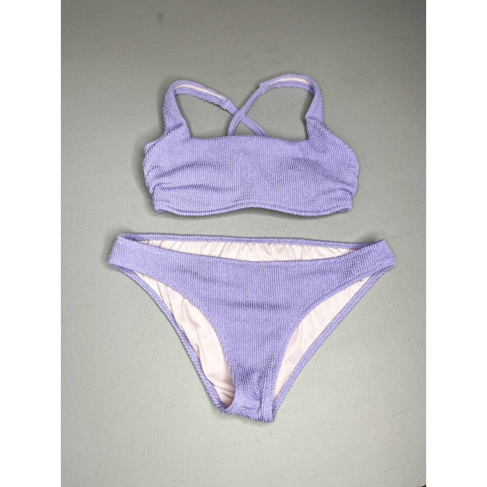 NWOT Shade & Shore Lavender Purple Bikini - Bandeau Style, Criss Cross Back